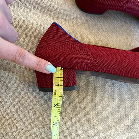 Rothy's Burgundy Pointed Toe Heels with Blue Accent - Picture 11 of 11